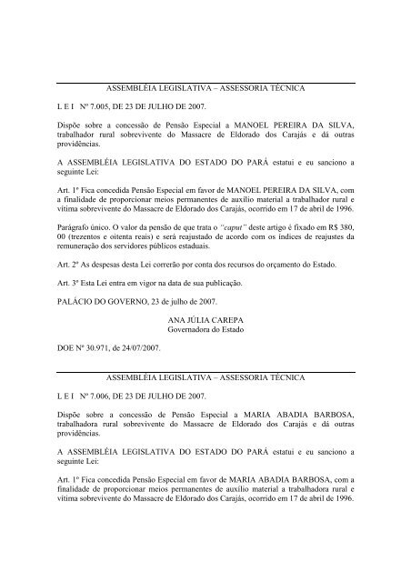 Leiord2007 - AssemblÃ©ia Legislativa do Estado do ParÃ¡ - Governo ...