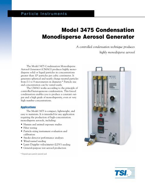 Model 3475 Condensation Monodisperse Aerosol Generator