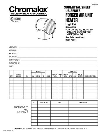 UB High kW Specification Data Sheet - Chromalox Precision Heat ...