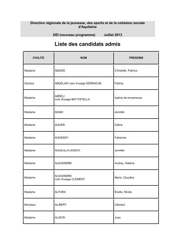 liste admis D.E.I juillet 2013 - drjscs