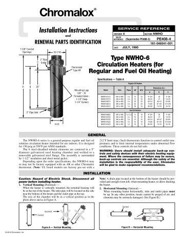 NWHO-6 Series Circulation Heaters Installation Manual - Chromalox ...