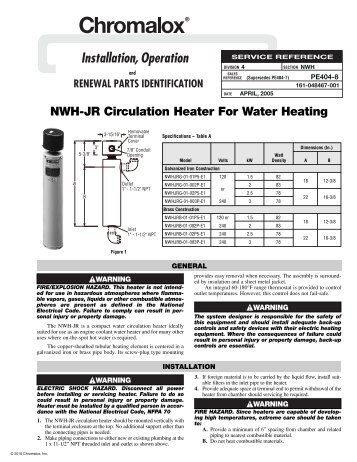 NWH-JR Installation Manual - Chromalox Precision Heat and Control