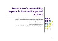 Relevance of sustainability aspects in the credit approval process