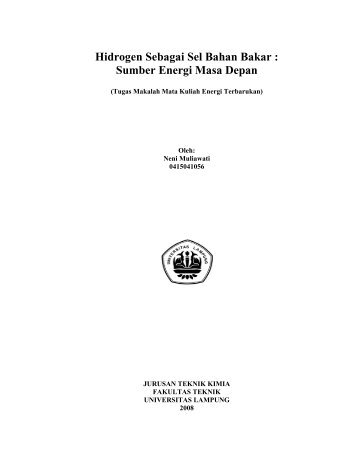 Hidrogen Sebagai Sel Bahan Bakar : Sumber Energi Masa Depan