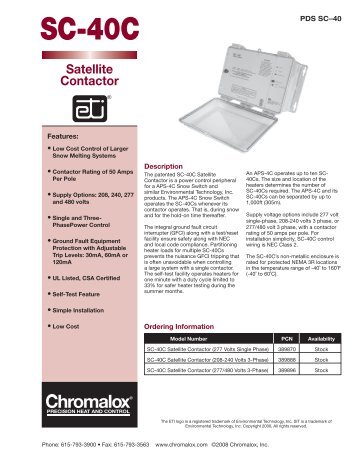 SC-40 Product Data Sheet - Chromalox Precision Heat and Control