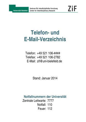 Telefon- und E-Mail-Verzeichnis - UniversitÃ¤t Bielefeld