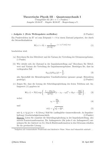 Theoretische Physik III â Quantenmechanik I