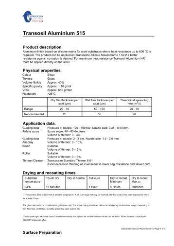 Product Data Sheet Transosil Aluminium 515 - Transocean Coatings