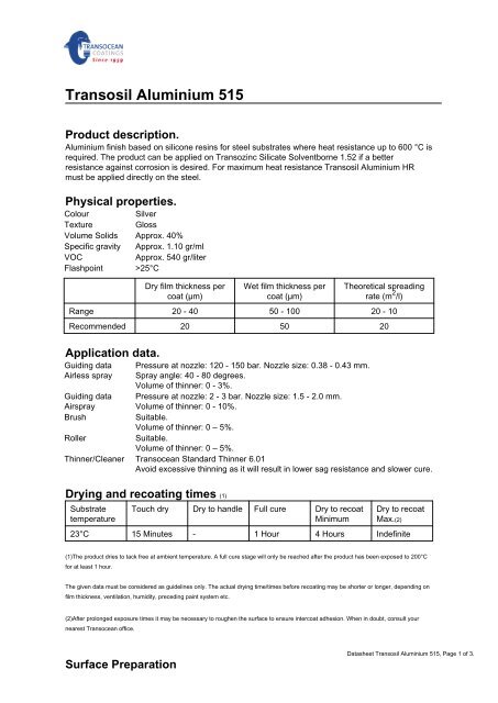 Product Data Sheet Transosil Aluminium 515 - Transocean Coatings