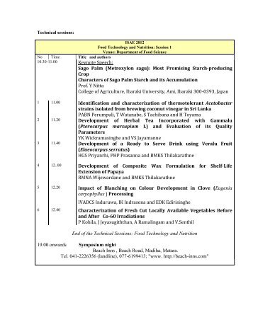 Program of Technical Sessions