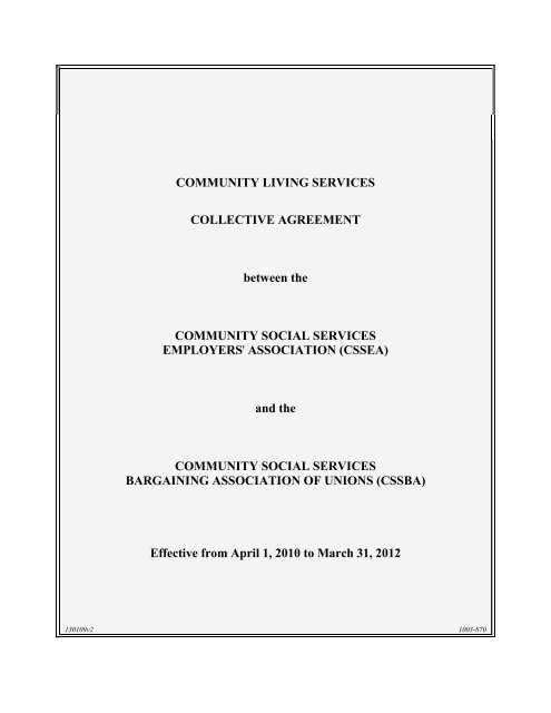 Community Living Services Collective Agreement - British Columbia ...