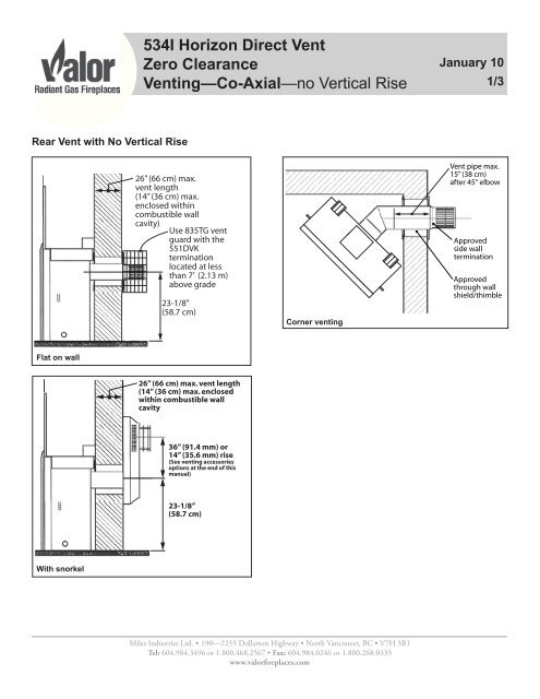 534i Horizon Direct Vent Zero Clearance Ventinga Co Axial Valor