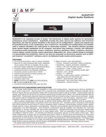 AudiaFLEX Data Sheet - Frostline Inc.