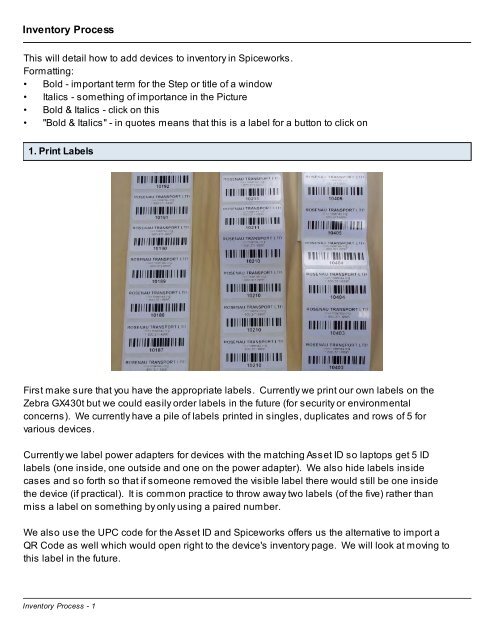 Inventory Process - Spiceworks Community