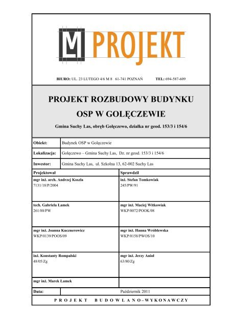 projekt rozbudowy budynku osp w golÄczewie - Gmina Suchy Las