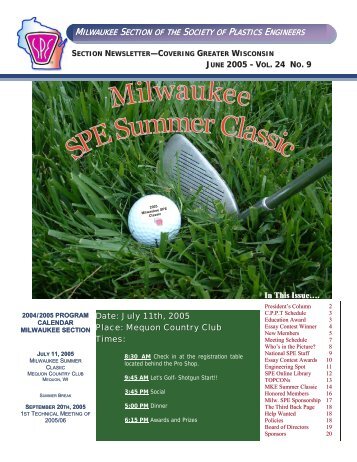 Milwaukee SPE Newsletter June 2005 - SPE-Milwaukee Section