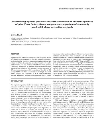 Ascertaining optimal protocols for DNA extraction of different ...