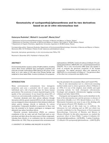 Genotoxicity of cyclopentha[c]phenanthrene and its two derivatives ...