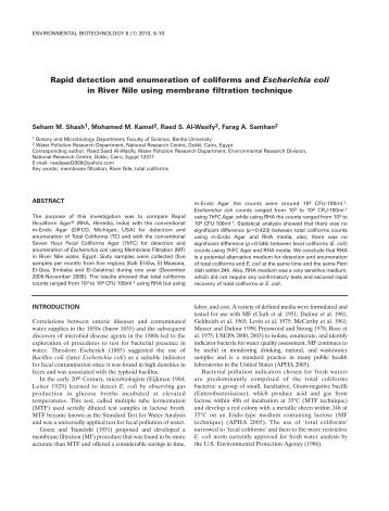 Rapid detection and enumeration of coliforms and Escherichia coli ...