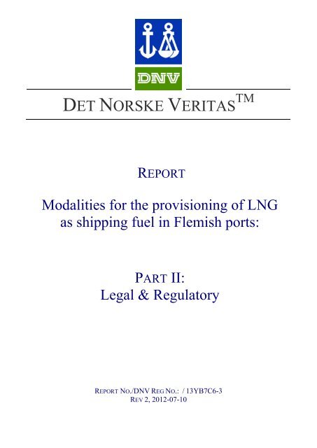 Modalities for the provisioning of LNG as shipping fuel in Flemish Ports