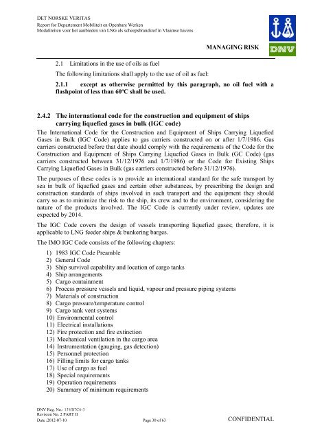 Modalities for the provisioning of LNG as shipping fuel in Flemish Ports