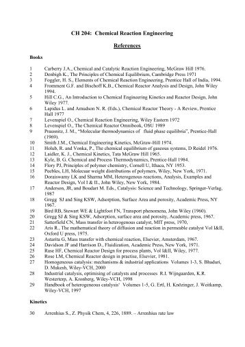 CH 204: Chemical Reaction Engineering References - International ...