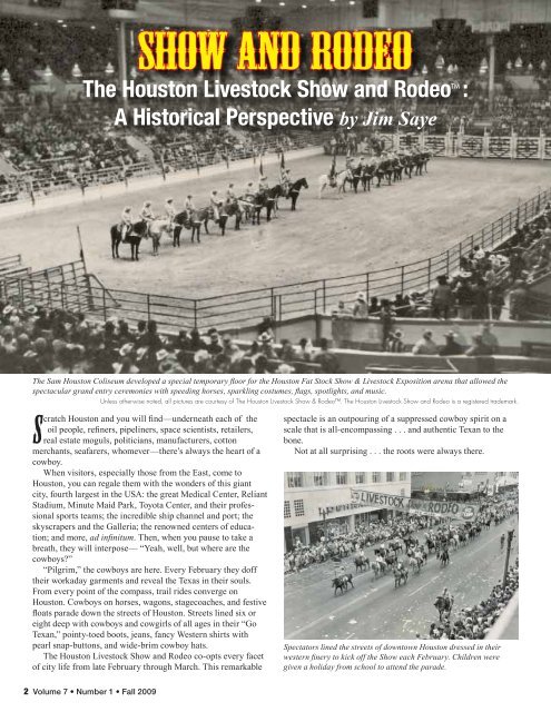 SHOW AND RODEO - Houston History Magazine