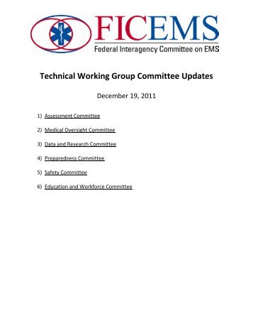 Technical Working Group Committee Updates - NHTSA EMS