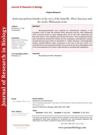 Acid mucopolysaccharides in the eyes of the butterfly, Pieris brassicae and the moth, Philosamia ricini