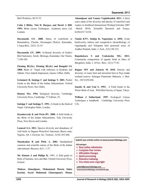 Diversity of Wetland dependent birds around the Bhadra Reservoir Project (BRP) area, Karnataka