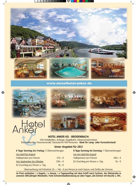 HOTEL ANKER KG · BRODENBACH: Unser Angebot für 2012