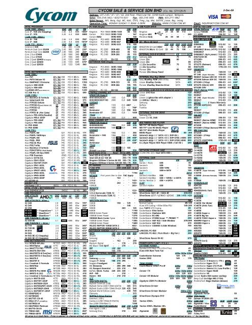 CYCOM SALE u0026amp; SERVICE SDN BHD (Co. No. 571129-P)