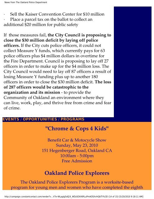News from The Oakland Police Department - City of Oakland