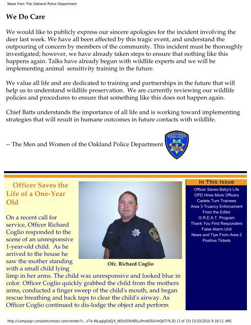 News from The Oakland Police Department - City of Oakland