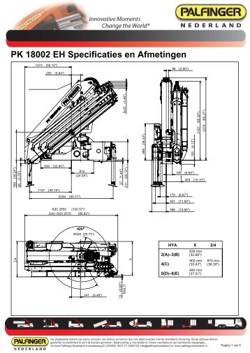 PK 18002 EH Specificaties en Afmetingen - Palfinger