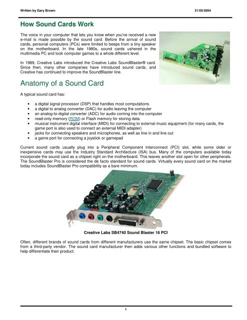 Anatomy of a Sound Card