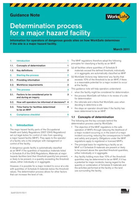 Determination process for a major hazard facility - WorkSafe Victoria