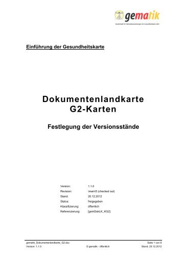 Dokumentenlandkarte G2-Karten - Gematik