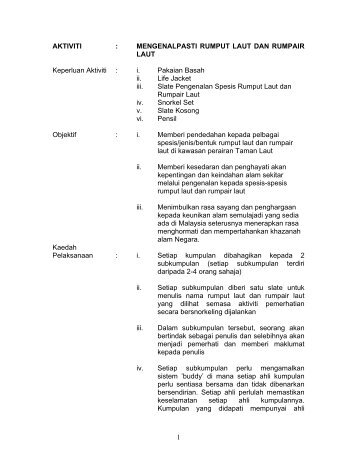 AKTIVITI: - Jabatan Taman Laut Malaysia