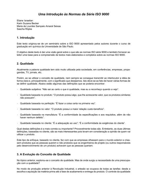 Uma IntroduÃ§Ã£o Ã s Normas da SÃ©rie ISO 9000 - AllChemy