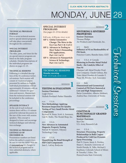 Technical Sessions - MPIF