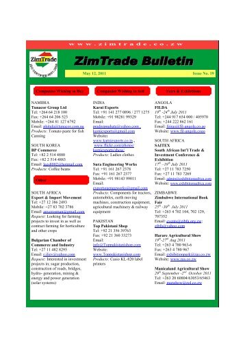 ZimTrade Bulletin 12 May 2011