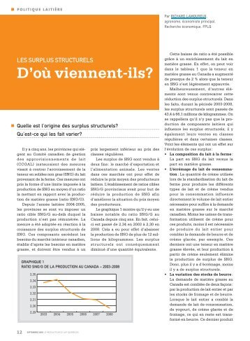 ratio sng/g - Fédération des producteurs de lait du Québec