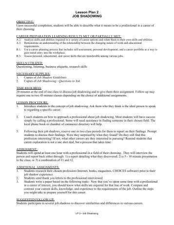 career shadowing questions
