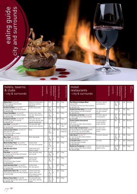 eating guide - Mount Gambier Tourism