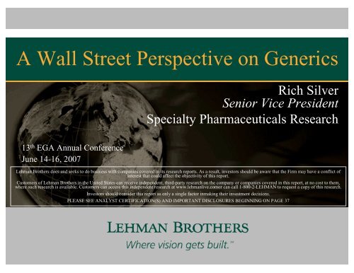 A Wall Street Perspective on Generics