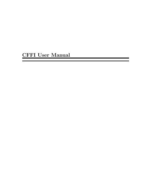 CFFI User Manual - Common Lisp.net