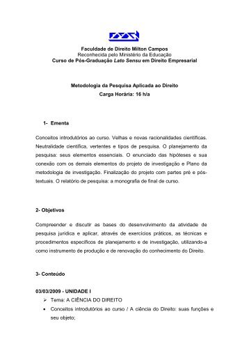 19_ Metodologia da Pesquisa Aplicada ao Direito ... - Milton Campos