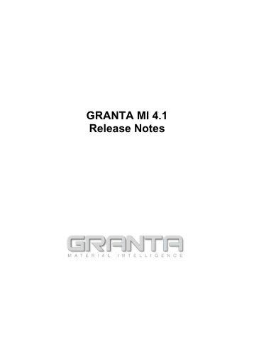 GRANTA MI 4.0 Release Notes - Granta Design