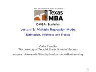 Lecture 3: Multiple Regression Model - McCombs School of Business
